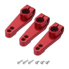 MECCANIXITY 3 Pcs Aluminum Servo Horn 25T Universal Steering Arm 30mm Length Red Suitable for DIY RC Car/Boat/Airplanes Boat Model Accessories with Screws