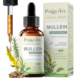Mullein Drops for Lungs with Mullein Leaf, Thyme & Marshmallow Root – Lung Cleansing Formula for Smokers, Supporting Respiratory Health & Immunity | 60ml (2fl oz) Natural Vegan Non-GMO