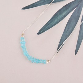 Natural Apatite Raw Bar Pendant Necklace, Rough Gemstone, Energy Healing Crystals, Birthday, Gift for Her, Gemstone Jewelry 18 inch AAA+ Quality (apatite)