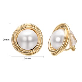 Yoursfs Large White Pearl Clip on Earrings for Women 18K Gold Plated Comfortable Non Pierced Clip-Earrings for Jewelry