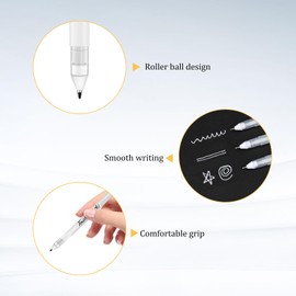 atnayo 10 Piece White Gold Silver Gel Pens For Art Set, Pens For Black Paper With Black Sketchbook, White Fine Liner Art Pen With Replacement Refills