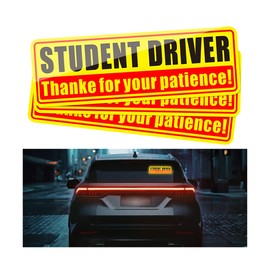 TSUGAMI Student Driver Magnet for Car, 3PCS Waterproof Magnetic High Reflective Sticker Signs for Vehicle Bumper, Funny Automotive Warning Safety Strip Accessories, Universal for SUV Truck (StyleA)