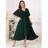 Women Plus Size Long Formal Dress Short Sleeve Chiffon Ruffle