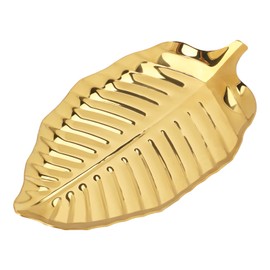Gold Leaf Spoon Rest for Kitchen Counter and Stove Top, 6.7inch Stainless Steel Utensil Rack, Coffee Spoon Holder, Dessert and Jewelry Storage