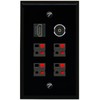 RiteAV 4 Speaker 1 HDMI Toslink Wall Plate - Flat [Black/Black]