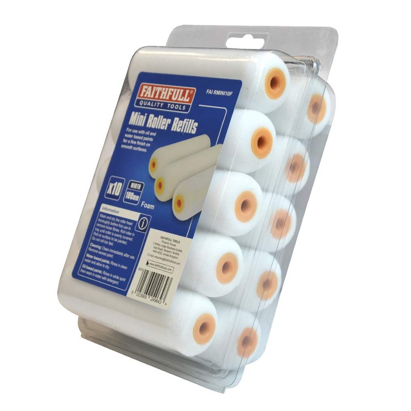 Faithfull Mini Roller Refills - Foam (Pack of 10)