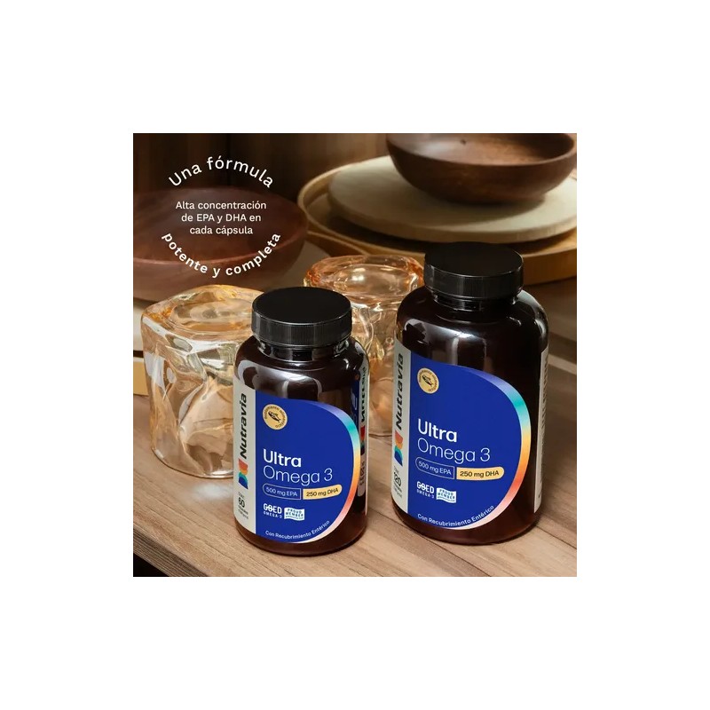 Omega 3 Nutravia Ultra 500mg EPA 60 cápsulas sin sabor