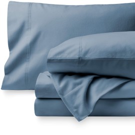 Bare Home Flannel Sheet Set 100% Cotton, Velvety Soft Heavyweight - Double Brushed Flannel - Deep Pocket (Twin XL, Coronet Blue)