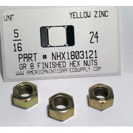 AMERICANINTEGRATEDSUPPLY.COM 5/16-24 Finished Hex Nuts Grade 8 Steel Zinc Yellow Plated (50)