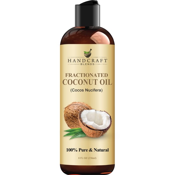 Handcraft Fractionated Coconut Oil - 100% Pure & Natural Premium Grade Coconut Carrier Oil for Essential Oils, Massage Oil, Moisturizing Hair Oil & Body Oil - 236 ml