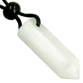 BestAmulets Good Luck Protection Talisman Crystal Point White Snowflake Quartz Pendant Necklace