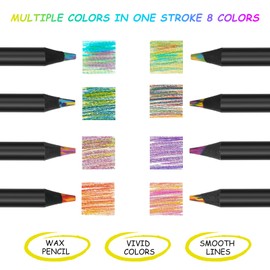 AUAUY 8pcs Colored Pencils, Rainbow Pencil for Kids and Students, Black Wood Pencil Thick Rod Set for Coloring Books, Drawing Sketching, 8 Colors Pencils with Eraser, Drawing Stationery, Art Supplies