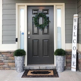 GreatBuddy Tall Planters for Outdoor Indoor Plants, 20" Outdoor Planters for Porch, Front Porch Planter with Shelf Insert, Gray, 2 Pack