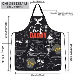 BNQL Chef Daddy Apron for Dad Chef Gift Dad Kitchen Cooking Apron Grill Daddy Apron for Men Father's Day Gift for Papa Apron