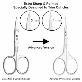 Tijeras para cutículas con hoja curva extrafina, tijeras extradelgadas para el cuidado de las cutículas, tijeras de manicura con puntas afiladas de pr