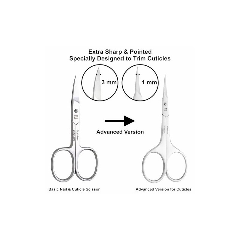 Tijeras para cutículas con hoja curva extrafina, tijeras extradelgadas para