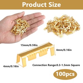 Wjelet Pack of 100 crimp connectors, brass, cable connectors, butt connectors, electrical wire terminals, 0.5 - 1.5 mm² for secure connections in cars, household and industrial applications