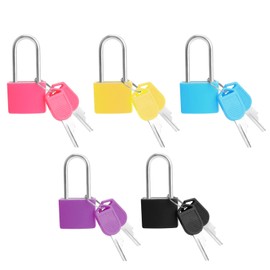 5 Pieces Suitcase Locks with Keys, Long Locker Padlocks Colored Long Suitcase Locks Metal Long Shackle Locks for Luggage Gym Locker Toolbox Cabinet (5 Colors)