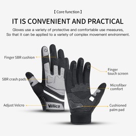 Vilico Summer Motorcycle Gloves, Touchscreen Gloves for Cycling & Outdoor Sports, Breathable Protection Gloves for Motorcycling, Cycling and Training, Grey, Size M
