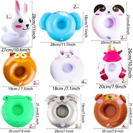 Cotiny 21 Pcs Inflatable Drink Holder Floating Cup Holders Novel Animal Pool Drink Holder for Swimming Pool Beach Holiday Party Supplies