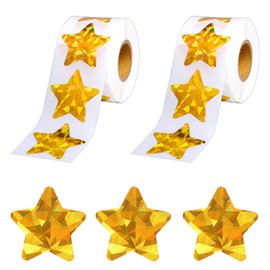 Nalaina Star Seals, 1000 Pieces, 1.0 inches (2.5 cm), Gold Reward Stickers, Glittering Reward Stickers, Bulk Notebook, Decoration, Cute