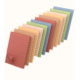 RHAWOM 12 Pads Lined Sticky Notes 4X 6, Multi-Coloured Pastel Collection, Easy to Post for Work Home and School use (Vintage Colors)