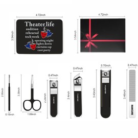 Nail Clipper Set, Nail Clipper 6 Pcs Toenail Clippers, Stainless Steel Fingernail Clipper Sharpest Thick Toenail & Ingrown Nail Clipper Set, Theater Gifts (Theatre Life Black)