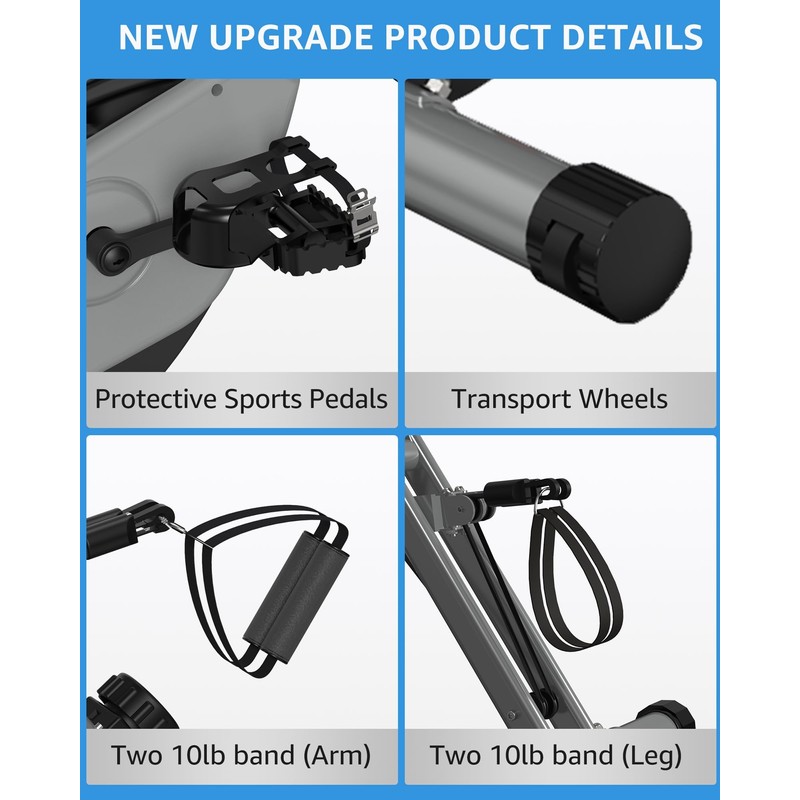 LINBOLUSA Indoor Exercise Bike for Seniors, 5 IN 1 Foldable