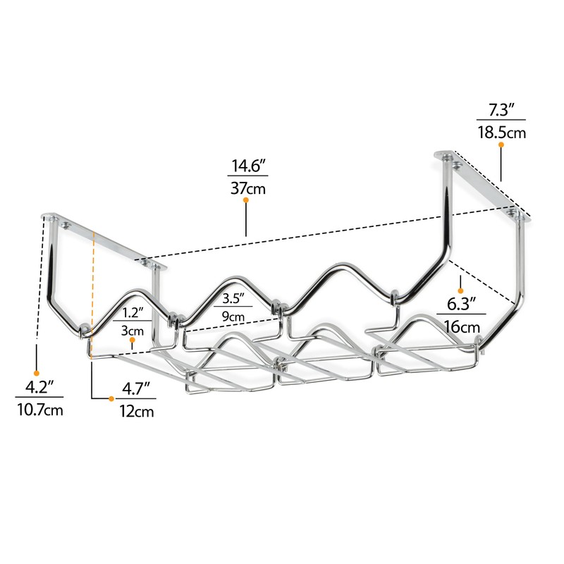 Wallniture Piccola Under Cabinet Wine Rack & Glasses Holder Kitchen