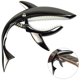 One Touch Shark Shape Pick, Guitar Capotas, Electric Guitar, Capotasto, Ukulele, Capo, High Quality Zinc Alloy, Strong String Hold, Set of 1 (Silver)