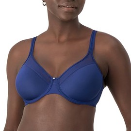 Bali One Smooth U Underwire Bra, Ultra Light Underwire T-Shirt Bra, Convertible Underwire Bra with Stay-in-Place Straps, In the Navy, 42C