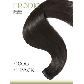 Frodio Clip Ins Hair Extensions Black: Seamless Long Silky Straight Real Human Hair Pu Invisible Beauty For Women Wave 22 Inch 100g 7 Piece Full Thick Remy Brazilian Black Natural Color
