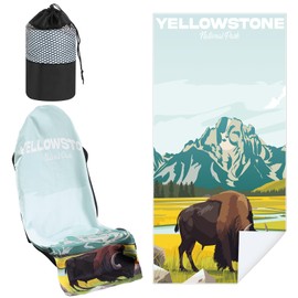 Hahafelt 2 Pack Car Seat Towel Covers with Storage Bag 63 x 32 Inch Athletic Running Towel Seat Sweat Washable Cover Gifts for Car Outdoor Sport Activities Christmas (Yellowstone)