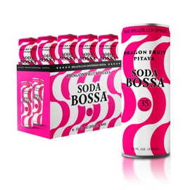 Soda Bossa Sparkling Healthy Soda, Dragon Fruit, Low-Calorie, Gluten Free & Non-GMO, Guilt-Free & Hydrating Sparkling Soda Drink - Natural Soda - Craft Soda 8-12 FL OZ Cans/Box (Pack of 1 Box)