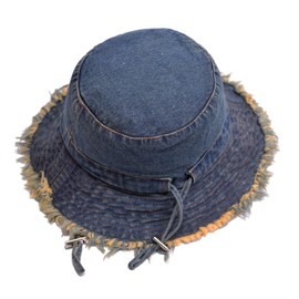 BLUEGLORY Fashion Cotton Denim Distressed Bucket Hat, Sun Hat, Hat for Men and Women