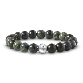 PURAJA Genuine Natural Stone Bracelet with 925 Sterling Silver Pearl and 8 mm Natural Stone Beads