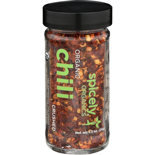 Spicely Organic Chili Pepper Crushed 1.30 Ounce Jar Certified Gluten Free