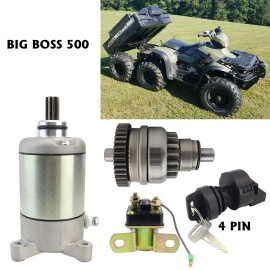 Motorsupermarkets Starter for Polaris Big Boss 500 6X6 2000-2001 with Bendix & Relay Key Switch