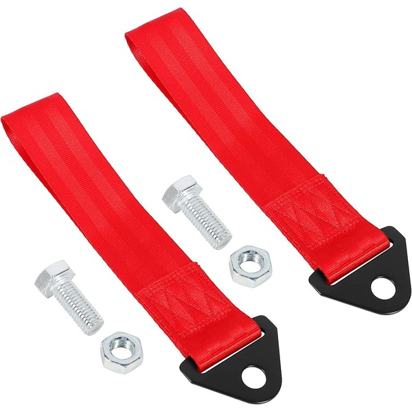 MACHSWON 2pcs Car Towing Hook Bumper Trailer Belt Strap Tow
