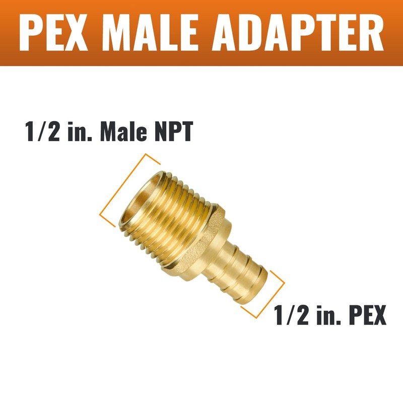 SUNGATOR 6-Pack 1/2" NPT to 1/2" PEX Male Adapter, No
