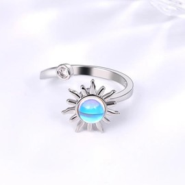Fidget Spinner Ring - Fidget Anxiety Ring - Meditation Ring - Adjustable ring for Woman (Opal Spinning Ring)