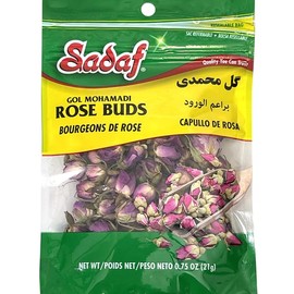 Sadaf Rose Buds - Gol Mohamadi - Dried Rose Buds for Tea and Food Enhacing - Natural Dried Petals - Kosher - 0.75 Oz Resealable Bag