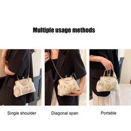 YeBon Retro Shoulder Chain Messenger Clutch Chinese Style Embroidered Elegant White Peony Flower Women's Evening Bags