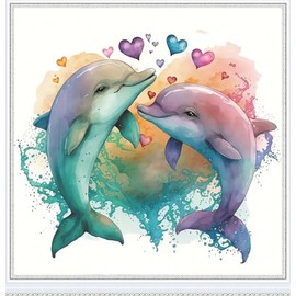 Meecaa Cross Stitch Kits 11 Count Stamped, Whale Animal Color Love Embroidery Kit with Accessories Pre Printed (36CMx36CM) (Whale)