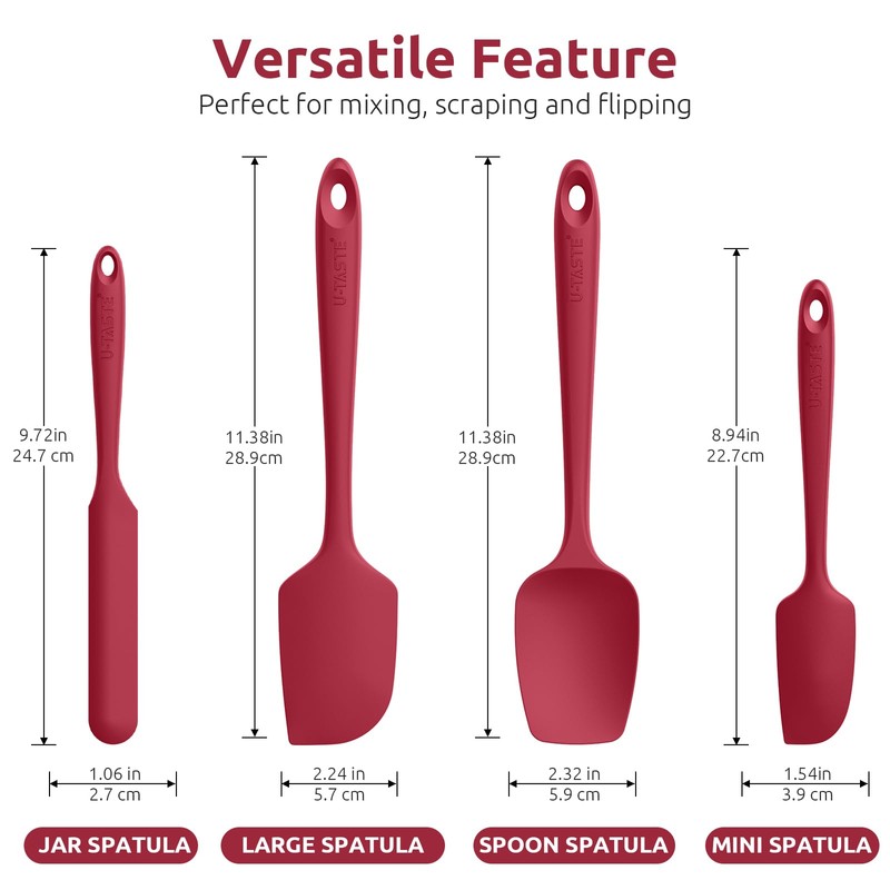 U-Taste Silicone Spatula Set with 600 Degrees Fahrenheit Heat Resistant