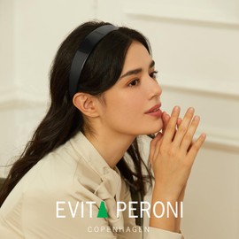 EVITA PERONI Wide Headbands for Women - Premium Acetic Headband High Gloss Smooth Hair Band Classic Comfortable Hair Accessories for Women, Black