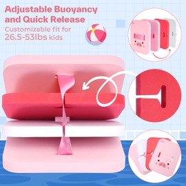 Back Board Kids Swim Belt: Sportneer Swimming Training Belt Swim Trainer Adjustable Layers Thicken Foam Training Board Pool Floaties for Kids Swimming Beginners Floats Swim Lessons Equipment (Pink)