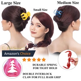 RC ROCHE 6 Pcs Octopus Hair Claw Clip Women Thick Hair Jaw Round Extra Big XL Jumbo Pumpkin Hair Secure No Slip Grip Clamps Styling Plastic Strong Cute, Large Transparent Multicolor