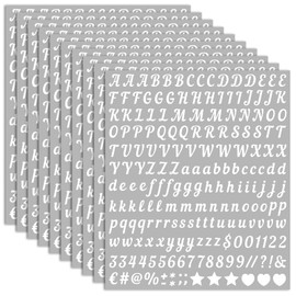 10 Sheets Small Letter Stickers - 0.5 Inch Handwritten White Vinyl Self Adhesive Alphabet Number Stickers Stick on Letters for Arts Crafts Outdoor Sign Wall Mailbox Windows Doors Car Poster Board