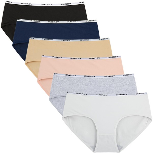 Innersy M-4L Women's Cotton Low Rise Underwear Set, Cute, Cotton Panties, Set of 6, basic,
